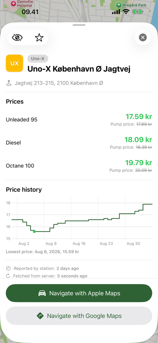 Preise einer Tankstelle und ihr Preisverlauf
