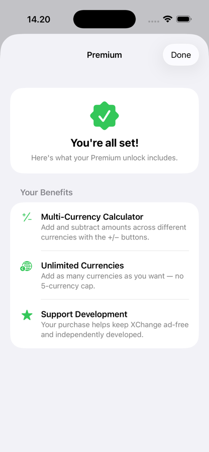XChange Premium unlock screen